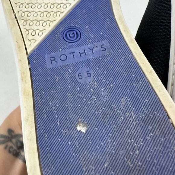 ROTHY'S Black Original Slip On Sneakers Sz 6.5 Washable Knit Recycled Materials - Picture 12 of 12